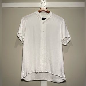 ZARA. White Short-Sleeved Mandarin Shirt.